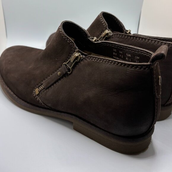 Hush Puppies Women’s Brown Leather Side-Zip Ankle Boots Size 9.5M - Picture 2 of 10